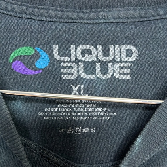 Vintage Liquid Blue Tie Dye Brian Fox Skull Native American Tee Men Size XL - Picture 2 of 4